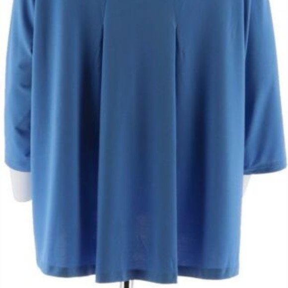NWT JOAN RIVERS 3/4 SLEEVE PLEATED BACK TOP XXS- FRENCH BLUE - Picture 4 of 10